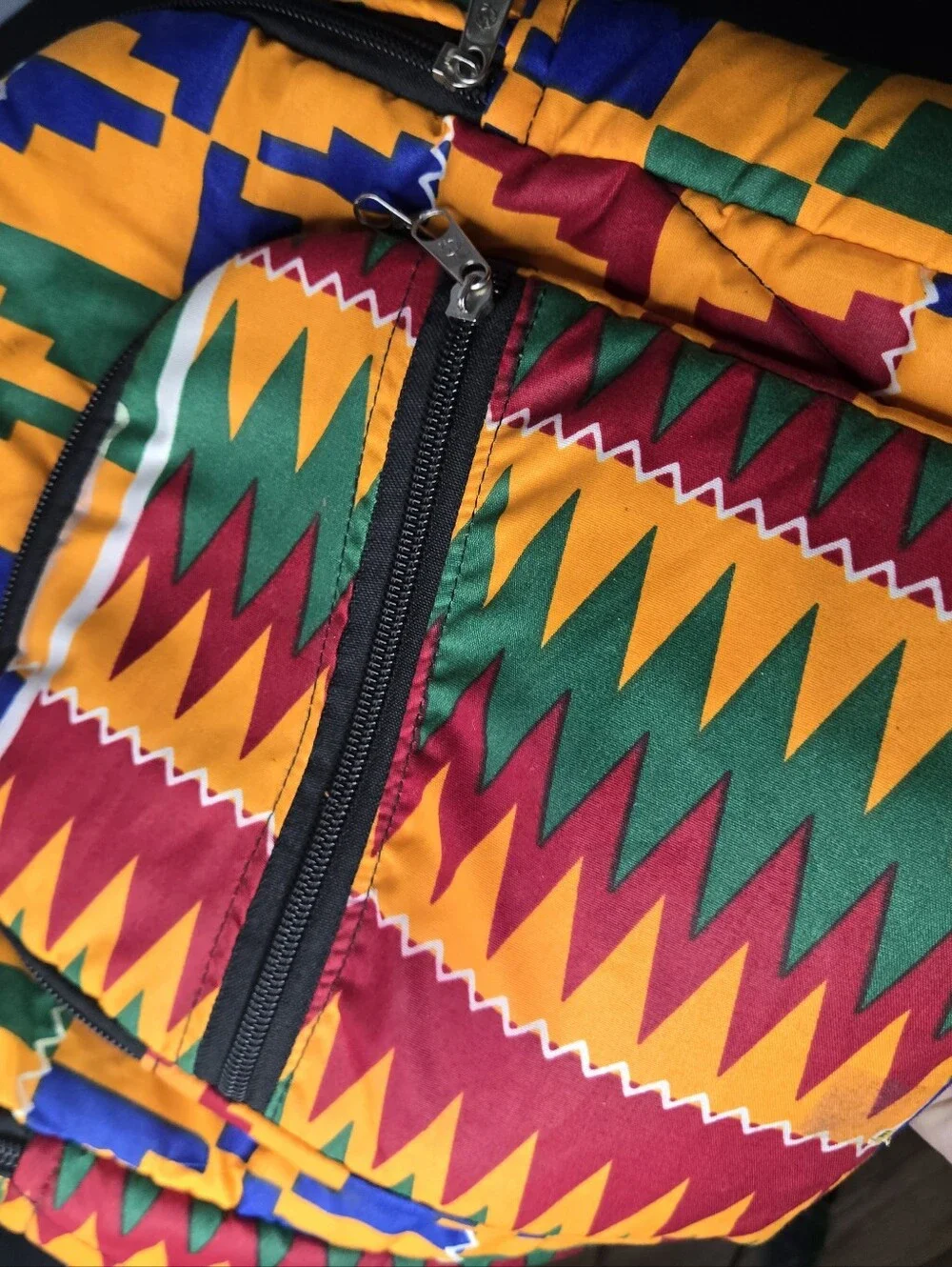 Handmade Kente Cloth Backpack: Bright African Tribal Pattern Backpack/Travel Bag